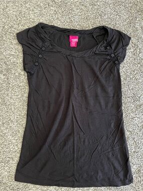 Personal Identity Y2K Black Button Short Sleeve Shirt